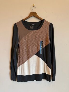 MOSSIMO Target Charcoal & Tan Color Block Lightweight Sweater